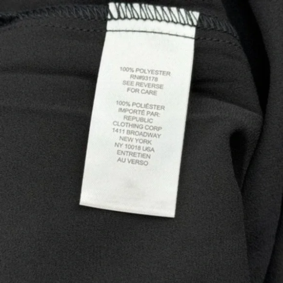 Tahari Black Pleated Puff Balloon Sleeve Button Up Shirt Womens L - Picture 5 of 8